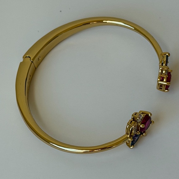 Kate Spade Gem Cluster Hinged Cuff Bangle Bracelet - MISSING ONE STONE - Picture 6 of 10